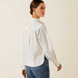 ARIAT Osney Plain Cotton Shirt - Womens - White Alyssum