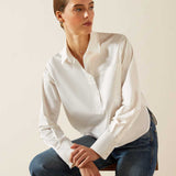 ARIAT Osney Plain Cotton Shirt - Womens - White Alyssum