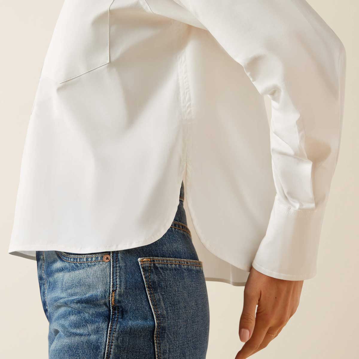 ARIAT Osney Plain Cotton Shirt - Womens - White Alyssum