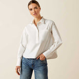 ARIAT Osney Plain Cotton Shirt - Womens - White Alyssum