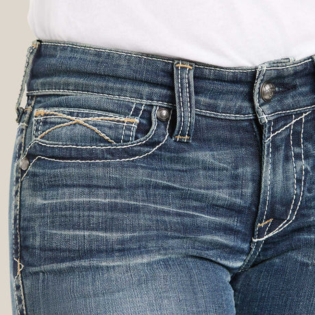 ARIAT R.E.A.L Mid Rise Stretch Whipstitch Boot Cut Jeans - Women's - Rainstorm