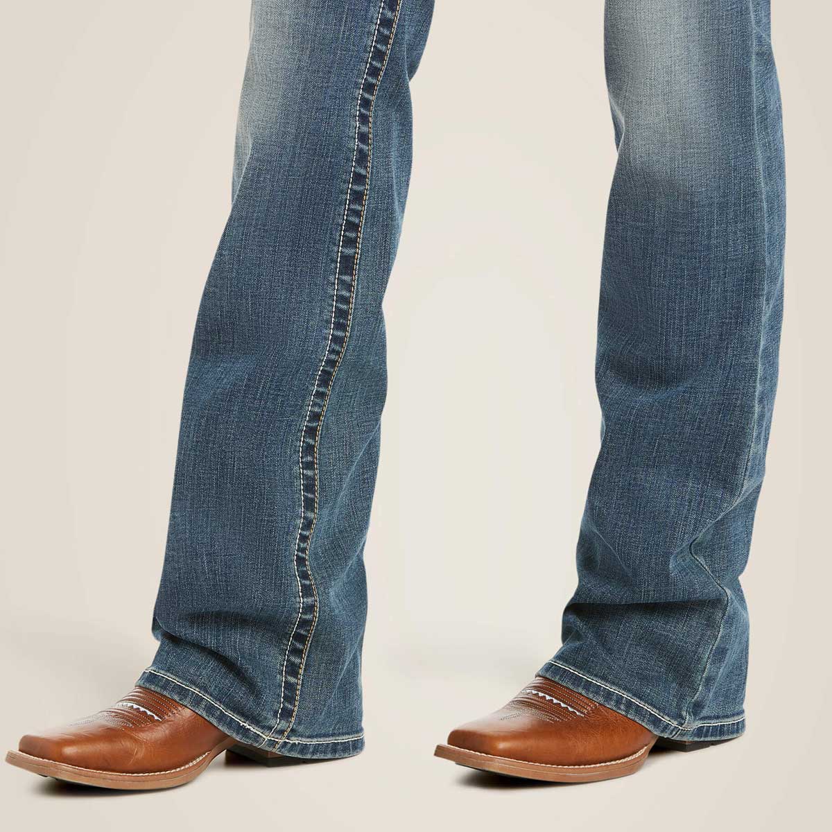 ARIAT R.E.A.L Mid Rise Stretch Whipstitch Boot Cut Jeans - Women's - Rainstorm