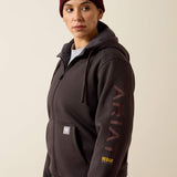 Ariat Rebar All-Weather Full Zip Hoodie in Espresso, detail view 1