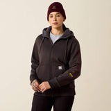 Ariat Rebar All-Weather Full Zip Hoodie in Espresso, front view