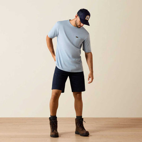ARIAT Rebar Cotton Skull T-Shirt - Mens - Dusty Blue