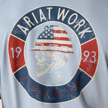 ARIAT Rebar Cotton Skull T-Shirt - Mens - Dusty Blue