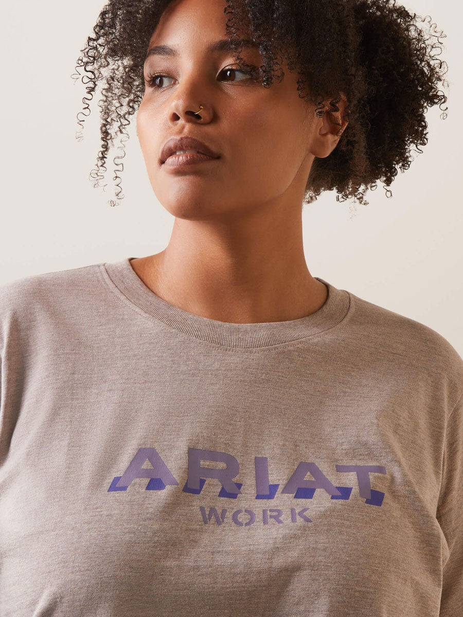 ARIAT Rebar Cotton Strong Logo T-Shirt - Womens - Portabella Heather