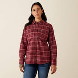 Ariat Rebar Flannel DuraStretch Work Shirt in Windsor Wine, front view