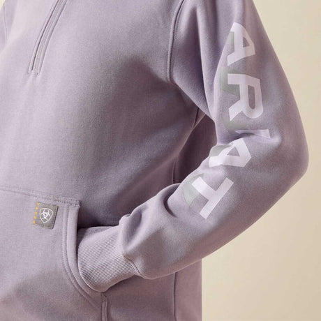 ARIAT Rebar Lightweight Logo Half-Zip Hoodie - Womens - Purple Ash / Thistle