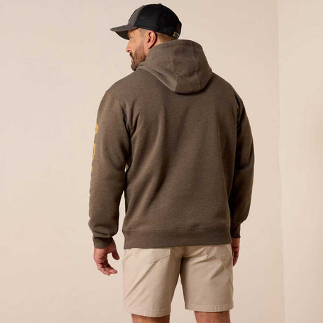 ARIAT Rebar Lightweight Logo Hoodie - Mens - Brown Heather / Wood Thrush