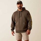 ARIAT Rebar Lightweight Logo Hoodie - Mens - Brown Heather / Wood Thrush