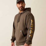 ARIAT Rebar Lightweight Logo Hoodie - Mens - Brown Heather / Wood Thrush