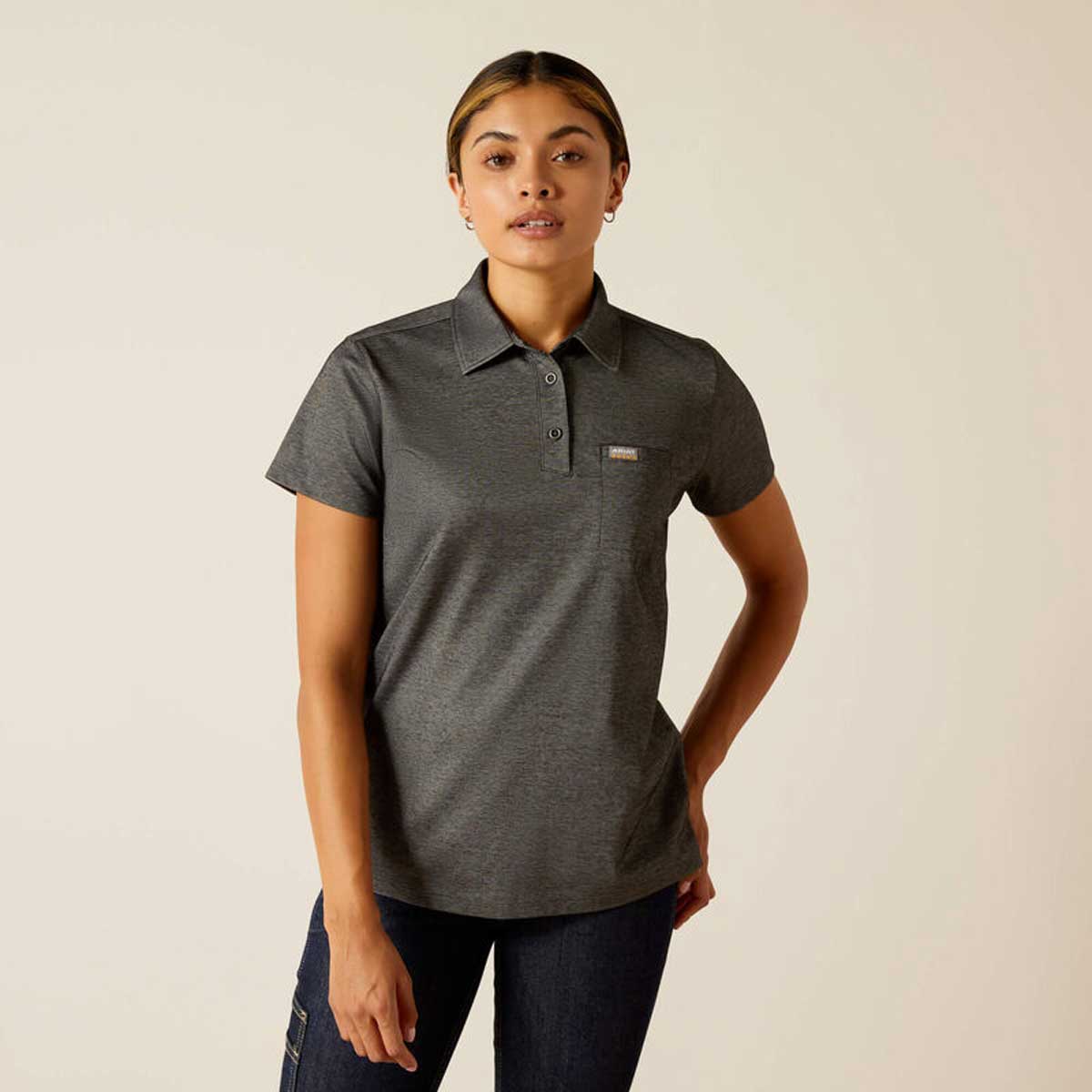 ARIAT Rebar Polo Shirt - Womens - Charcoal Heather