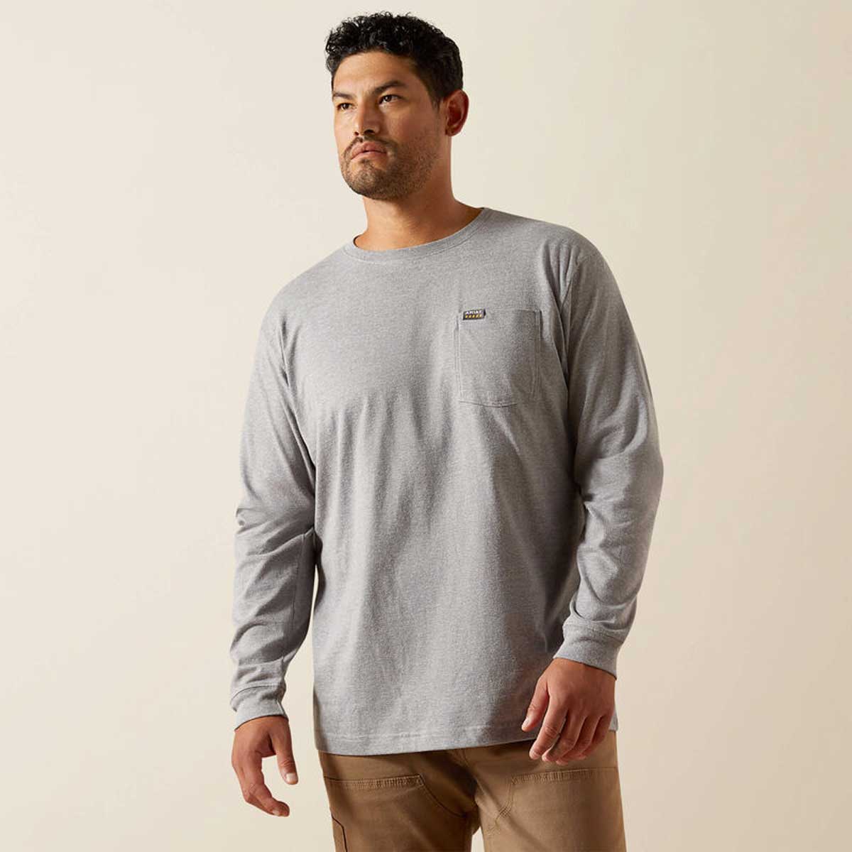 ARIAT Rebar Strong Cotton Pocket Shirt - Mens - Heather Grey
