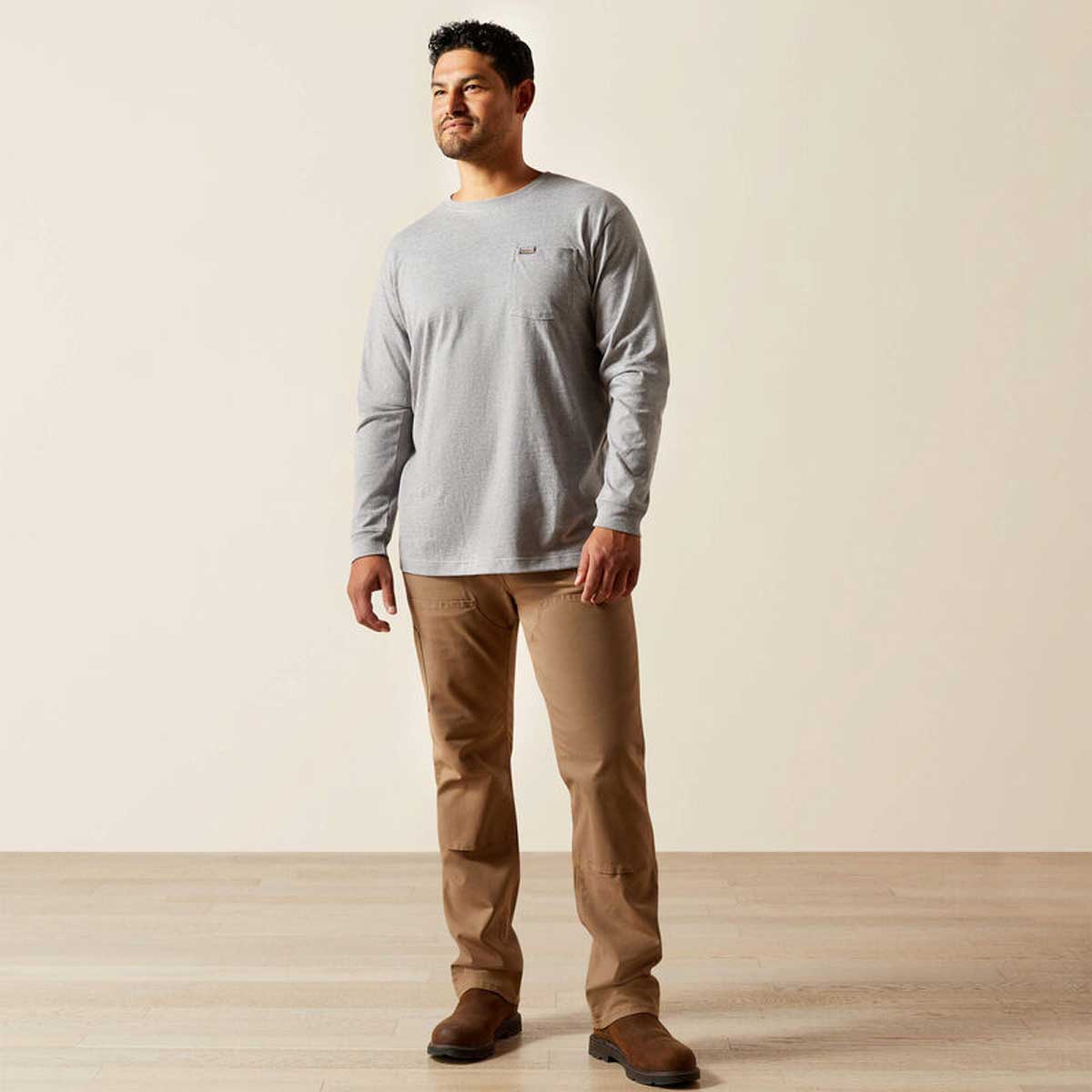ARIAT Rebar Strong Cotton Pocket Shirt - Mens - Heather Grey