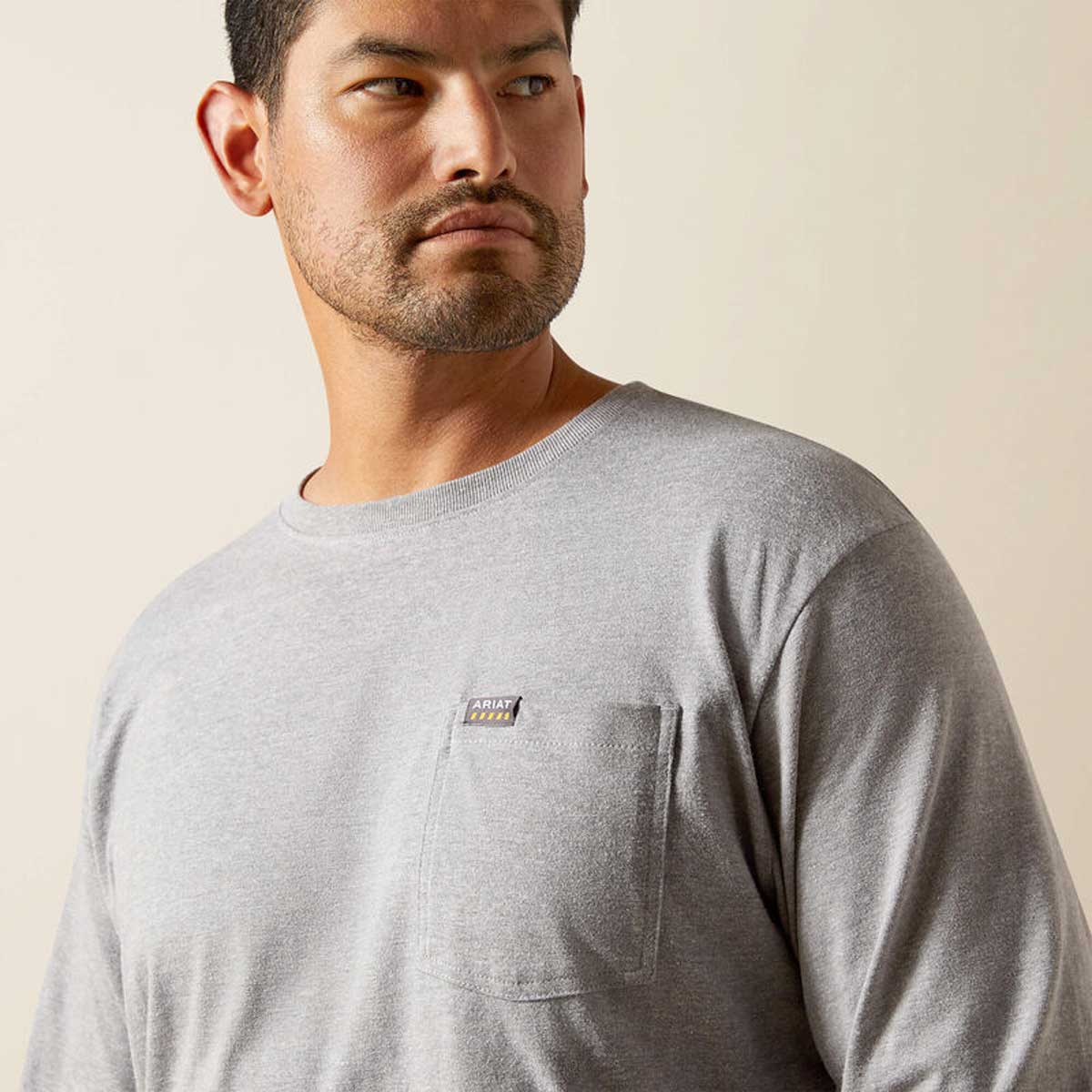 ARIAT Rebar Strong Cotton Pocket Shirt - Mens - Heather Grey