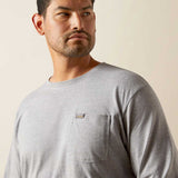 ARIAT Rebar Strong Cotton Pocket Shirt - Mens - Heather Grey