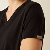 ARIAT Rebar Strong Cotton V-Neck T-Shirt - Womens - Black