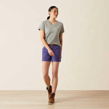 ARIAT Rebar Strong Cotton V-Neck T-Shirt - Womens - Heather Grey