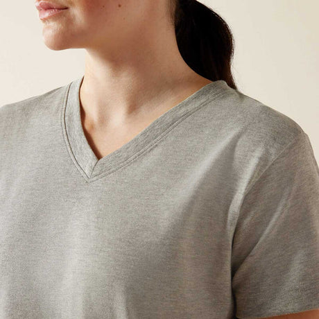 ARIAT Rebar Strong Cotton V-Neck T-Shirt - Womens - Heather Grey