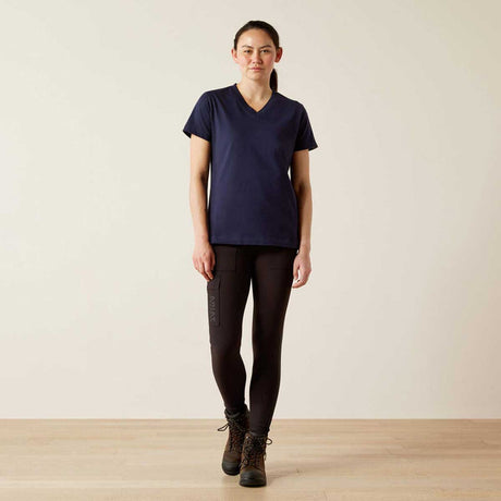 ARIAT Rebar Strong Cotton V-Neck T-Shirt - Womens - Navy
