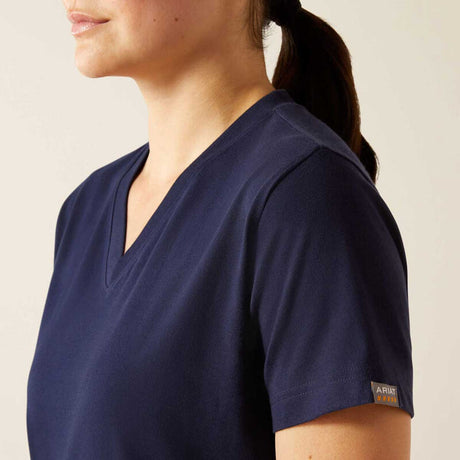 ARIAT Rebar Strong Cotton V-Neck T-Shirt - Womens - Navy