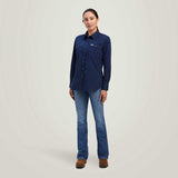 ARIAT Rebar Washed Twill Work Shirt - Womens - Navy