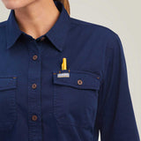 ARIAT Rebar Washed Twill Work Shirt - Womens - Navy