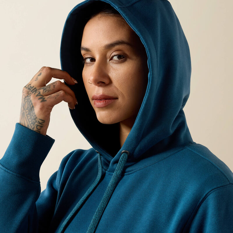 Ariat Rebar Workman Graphic Hoodie in Deep Dive / Storm Blue, detail view 1