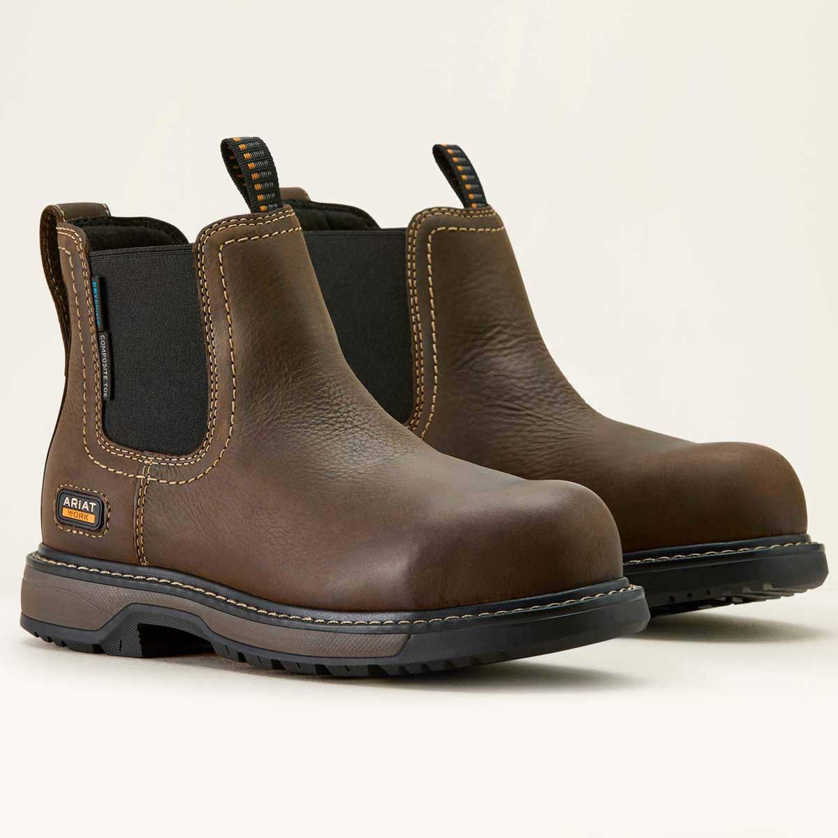 ARIAT Riveter Chelsea Waterproof Work Boots – Women's Composite Toe – Dark Brown