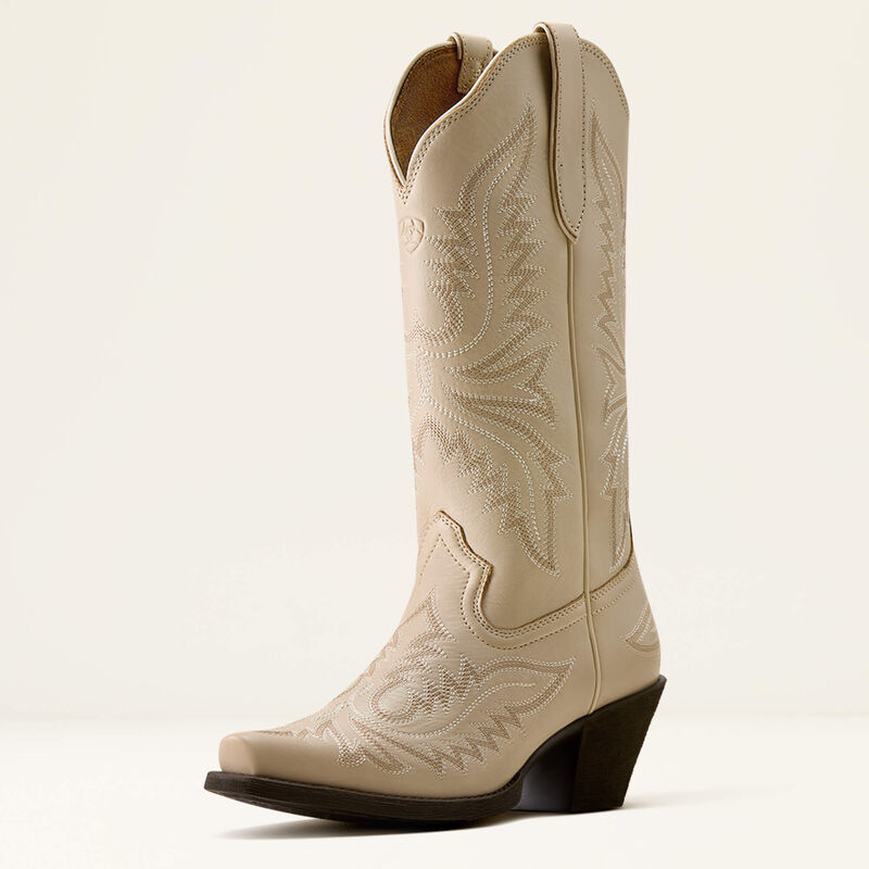 Ariat Round Up Collins D Toe Western Boot in Buttercream, front three-quarter view