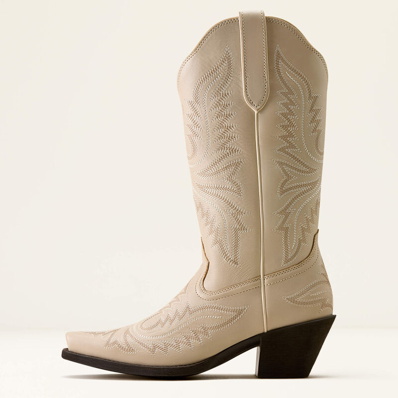 Ariat Round Up Collins D Toe Western Boot in Buttercream, outer side view