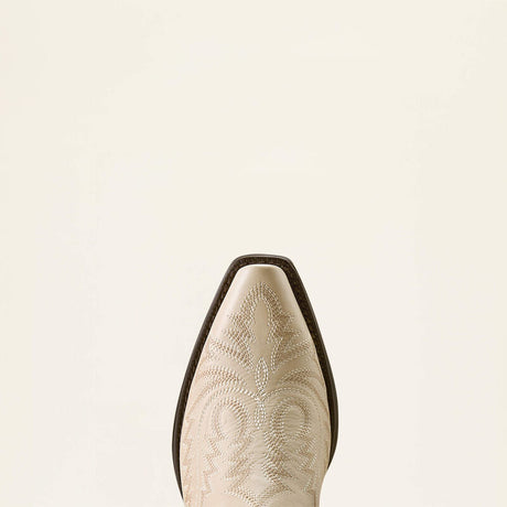 Ariat Round Up Collins D Toe Western Boot in Buttercream, toe and upper view