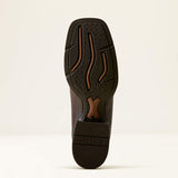 Ariat Round Up Holly Wide Square Toe Western Boot in Chocolate Croc Print / Denim Croc Print, sole and tread view