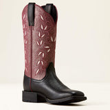 Ariat Round Up Holly Wide Square Toe Western Boot in Obsidian / Fairy Berry, inner side view