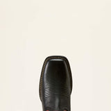Ariat Round Up Holly Wide Square Toe Western Boot in Obsidian / Fairy Berry, toe and upper view