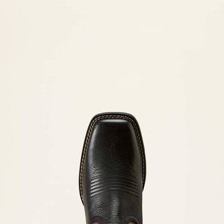 Ariat Round Up Holly Wide Square Toe Western Boot in Obsidian / Fairy Berry, toe and upper view