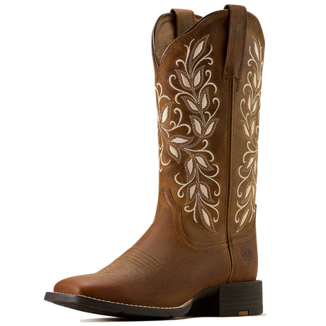 ARIAT Round Up Holly Wide Square Toe Western Boots – Womens – Brown Pearl