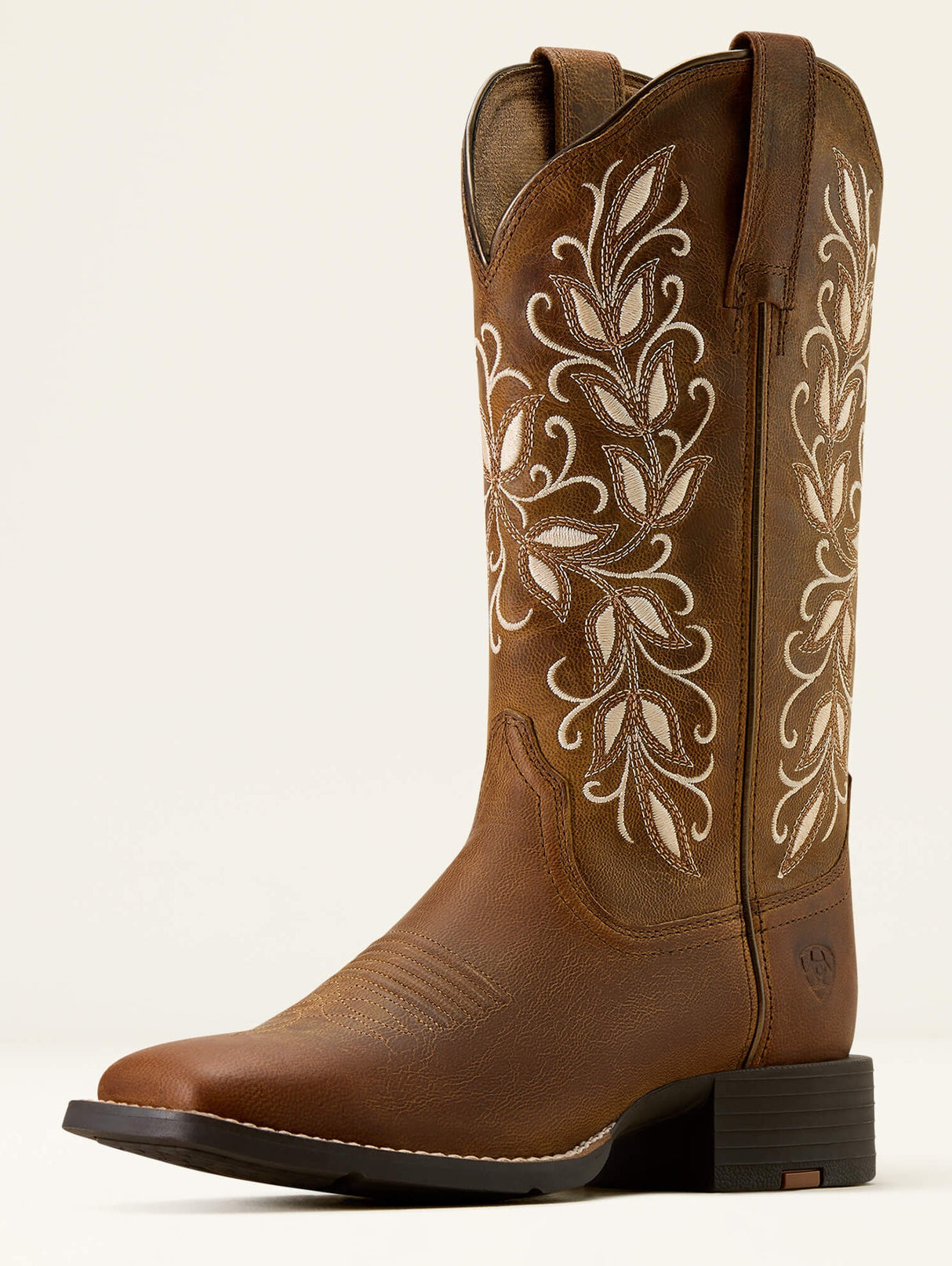ARIAT Round Up Holly Wide Square Toe Western Boots – Womens – Brown Pearl