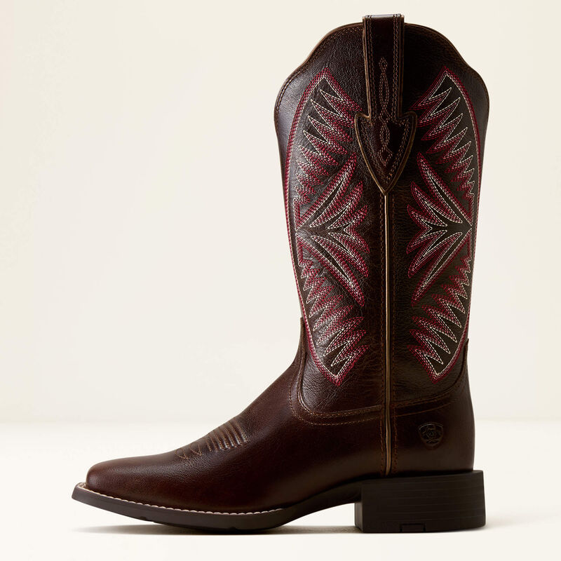 ARIAT Round Up Ruidoso Wide Square Toe Western Boots – Womens – Arizona Brown