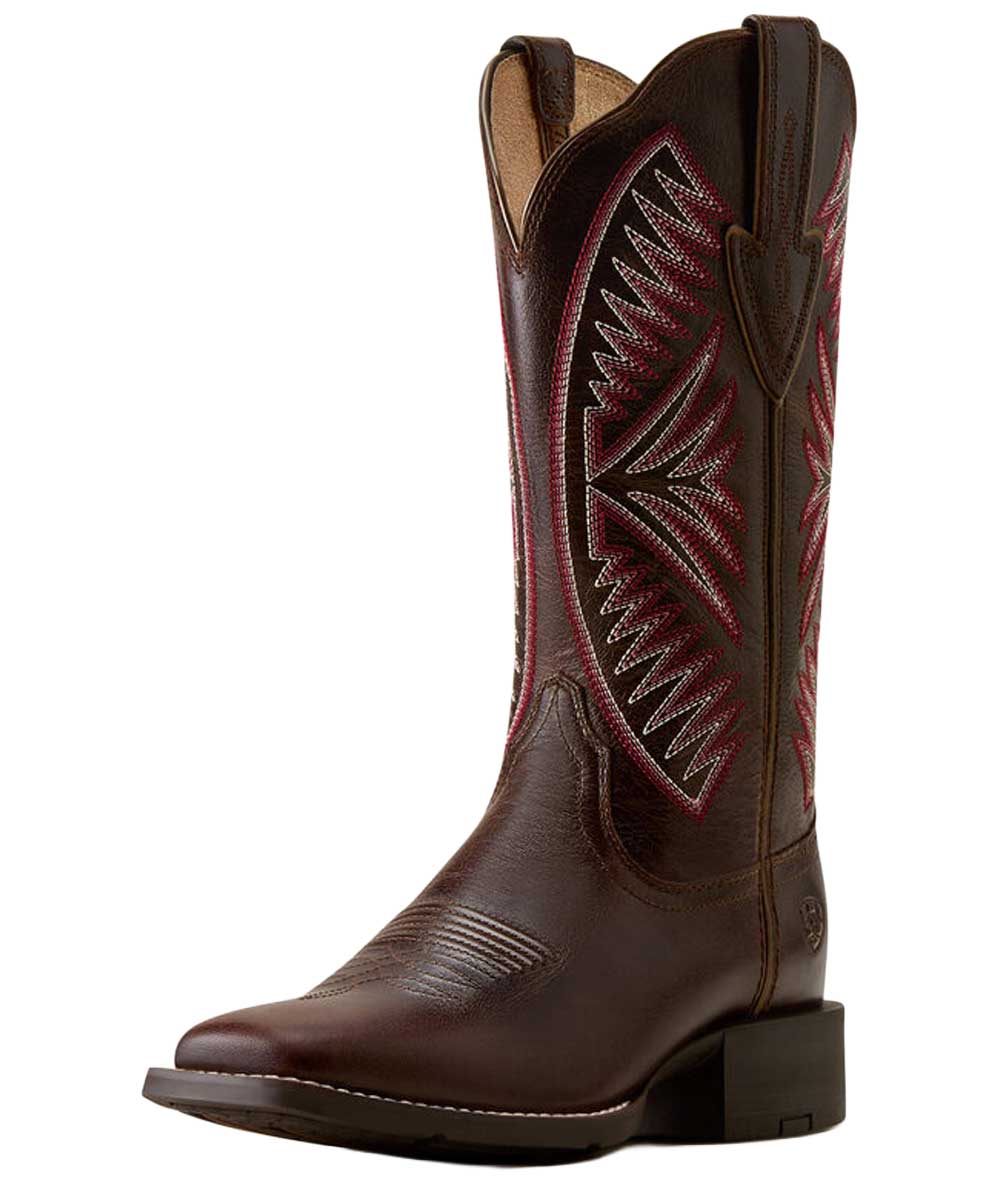 ARIAT Round Up Ruidoso Wide Square Toe Western Boots – Womens – Arizona Brown