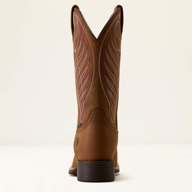 ARIAT Round Up Waterproof Wide Square Toe Western Boots – Womens – Reliable Brown
