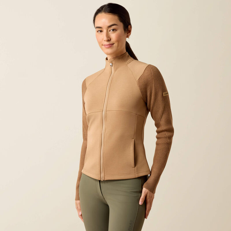 Ariat Skadi Full Zip Sweatshirt in Tiger's Eye, front view