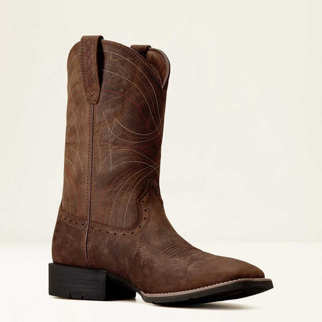 ARIAT Sport Wide Square Toe Western Boot - Mens - Distressed Brown