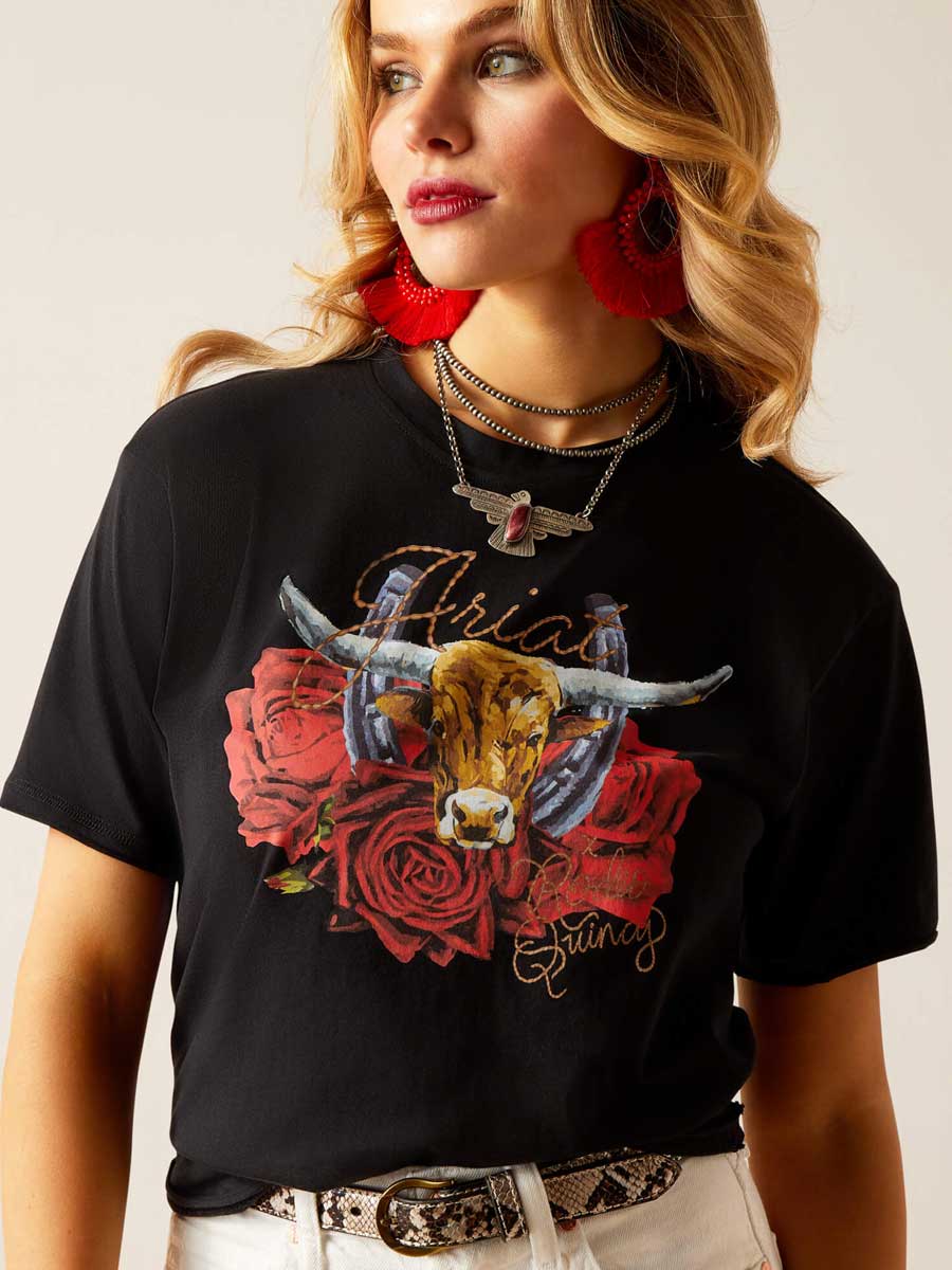 ARIAT Steer Rodeo Quincy T-Shirt - Womens - Black