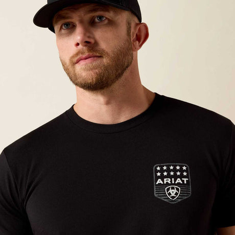 ARIAT Stripe Patriotic Badge T-Shirt - Mens - Black