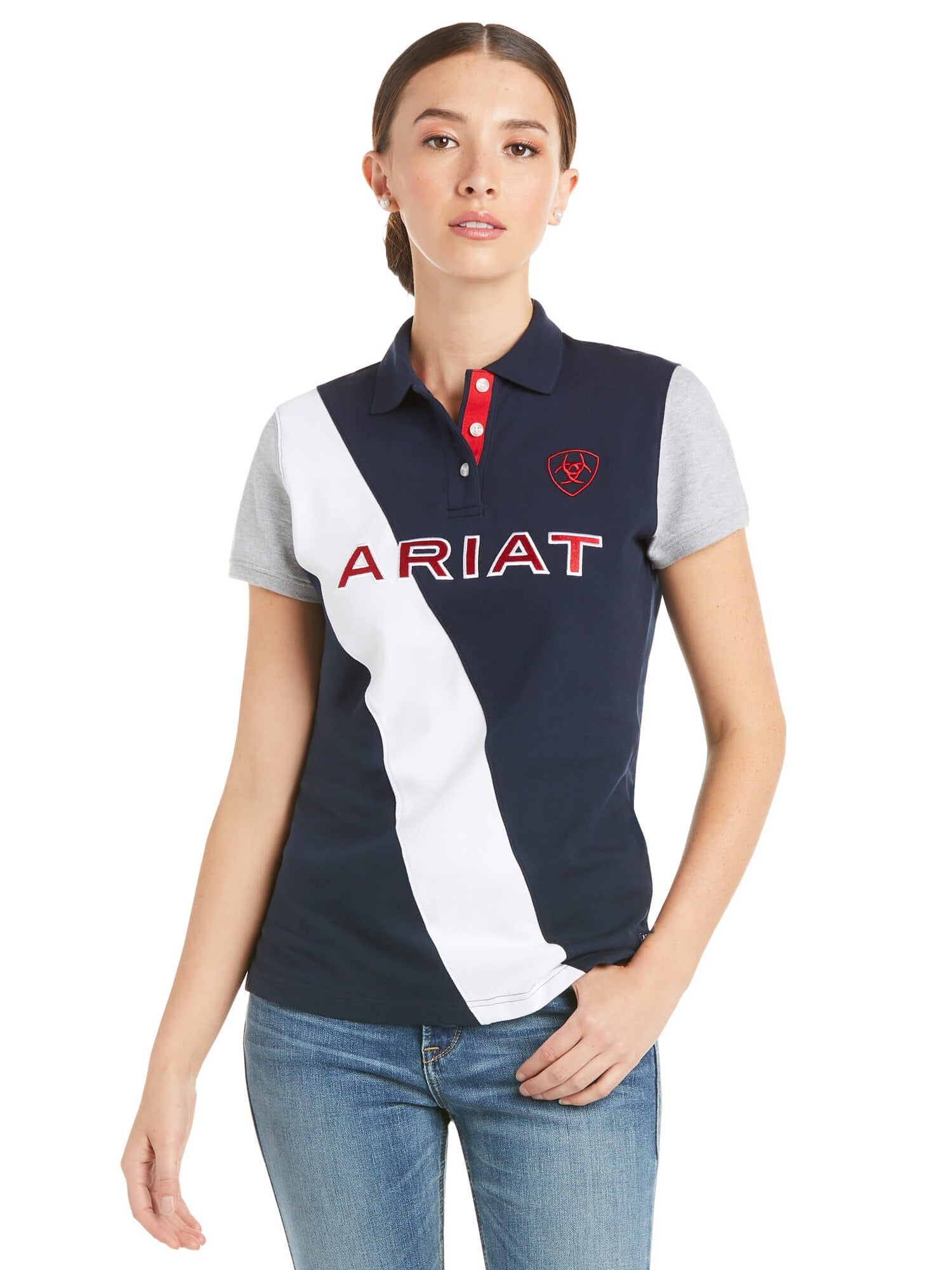 ARIAT Taryn Short Sleeved Polo Shirt - Womens - Team Navy