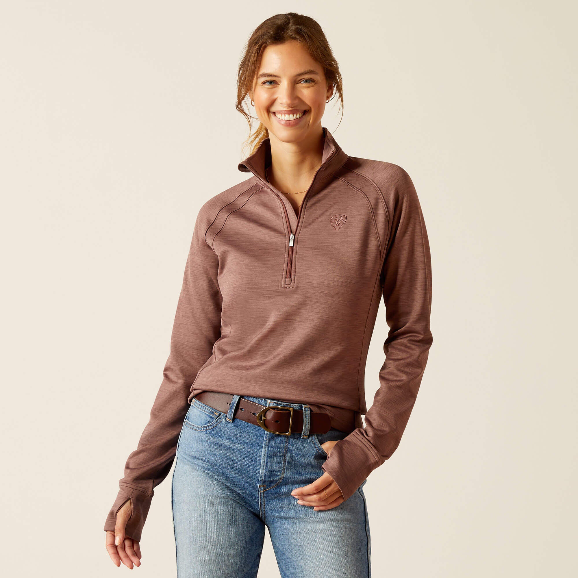 ARIAT Tek Team Half Zip Sweatshirt - Womens  - Twilight Mauve