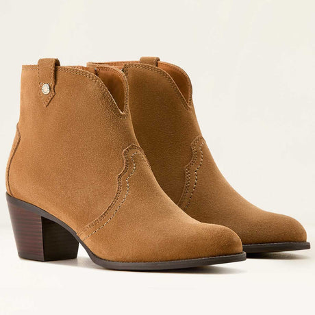 ARIAT Tilbury Ankle Western Boots - Womens - Carmel Suede Ariat