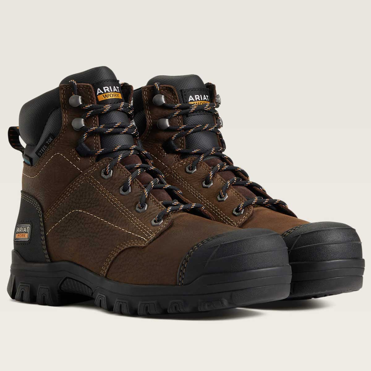 ARIAT Treadfast 6" Waterproof Work Boots – Women's Steel Toe  – Dark Brown